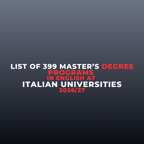List of Master’s Degree Programs in English at Italian Universities – 2026/27 Intake | 399+ Courses